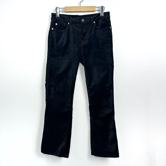 7 For All Mankind Eddie  Straight Crop Black Velvet Jean - Picture 2 of 13